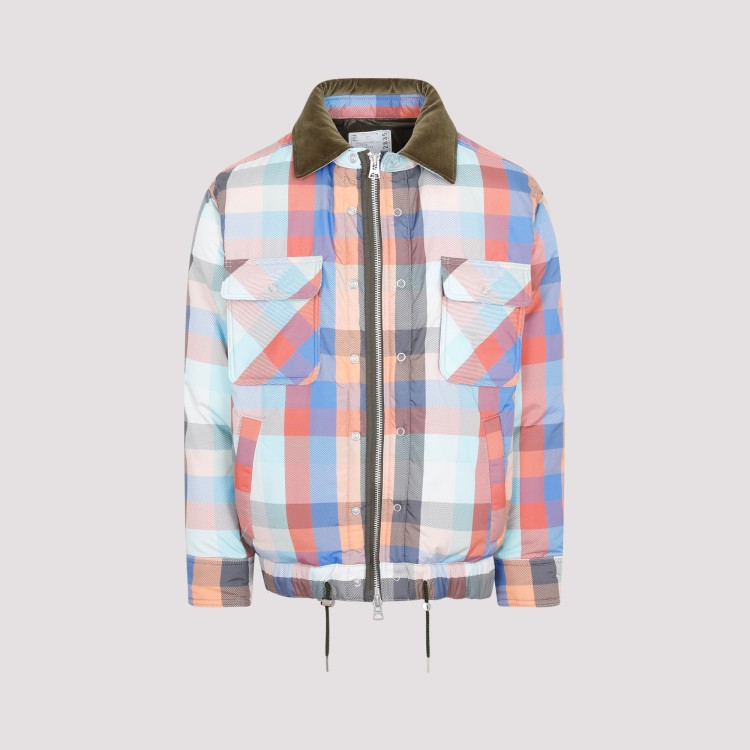Sacai Check-pattern Zip-up Bomber Jacket In Multi