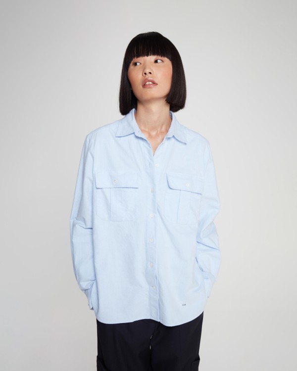 Shop Serena Bute Soft Cotton Utility Shirt - Light Blue