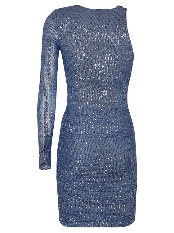 Shop Elisabetta Franchi Asymmetric Sequinned Dress In Blue