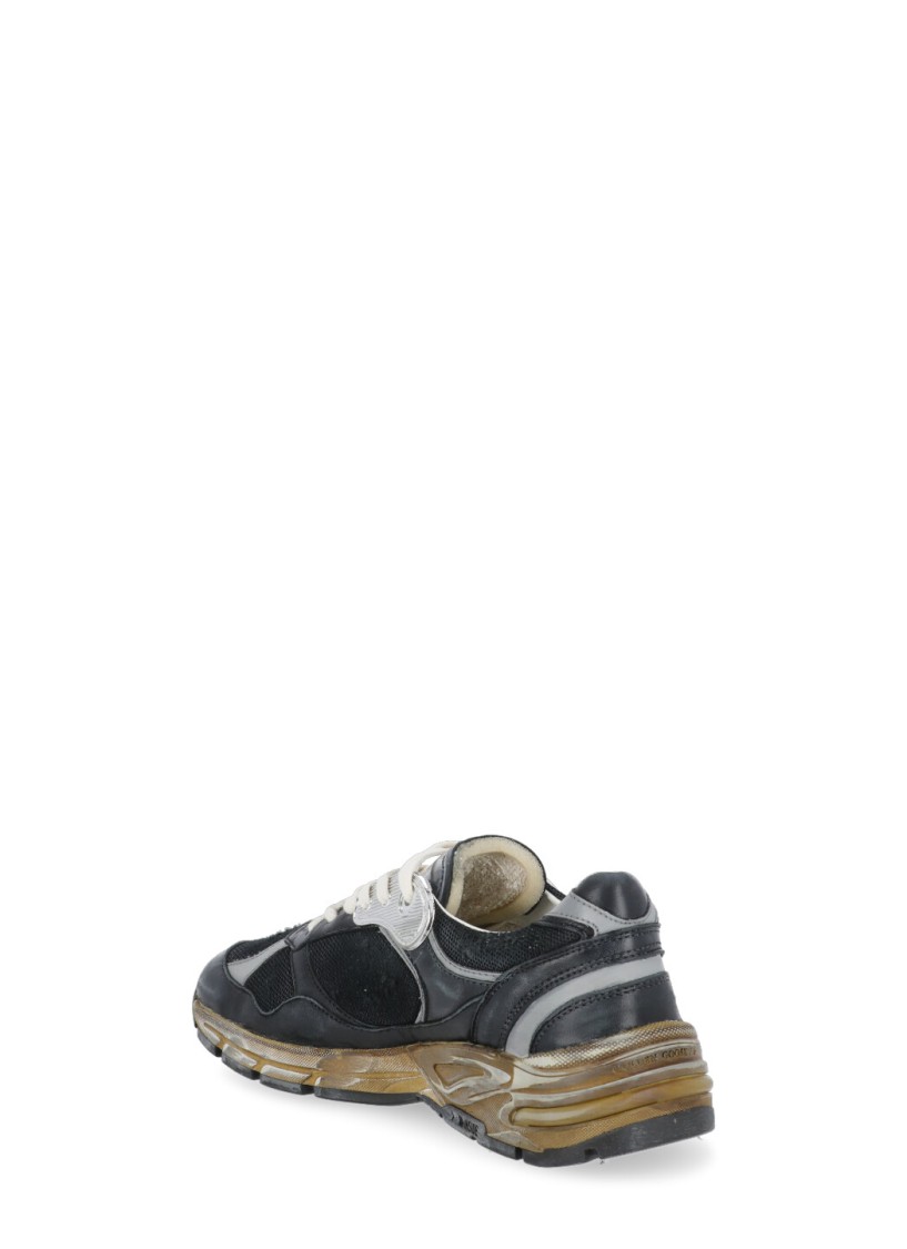 Golden Goose Running Dad Net And Nappa Upper Suede Star Shoes In Black