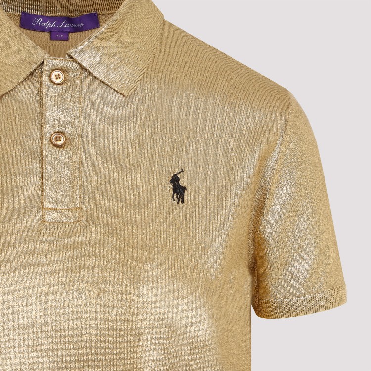 Shop Polo Ralph Lauren Ss Gold Silk Polo In Brown