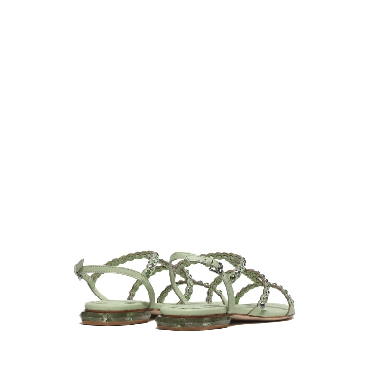 Ash Saphir Model Sandal In Green Leather In Green