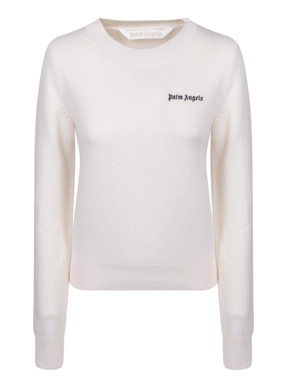 PALM ANGELS WHITE WOOL-BLEND SWEATER