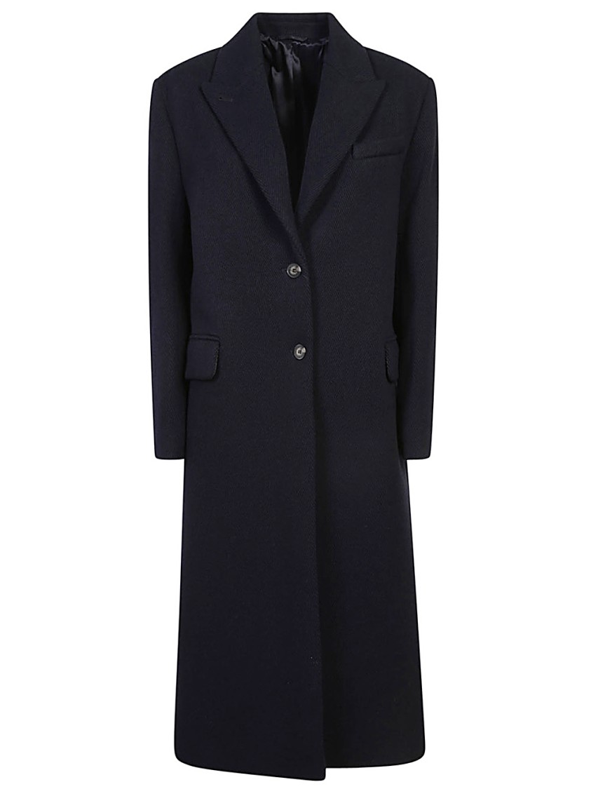 Calvin Klein Tailored Long Coat With Classic Notch Lapel And Silhouette In Black