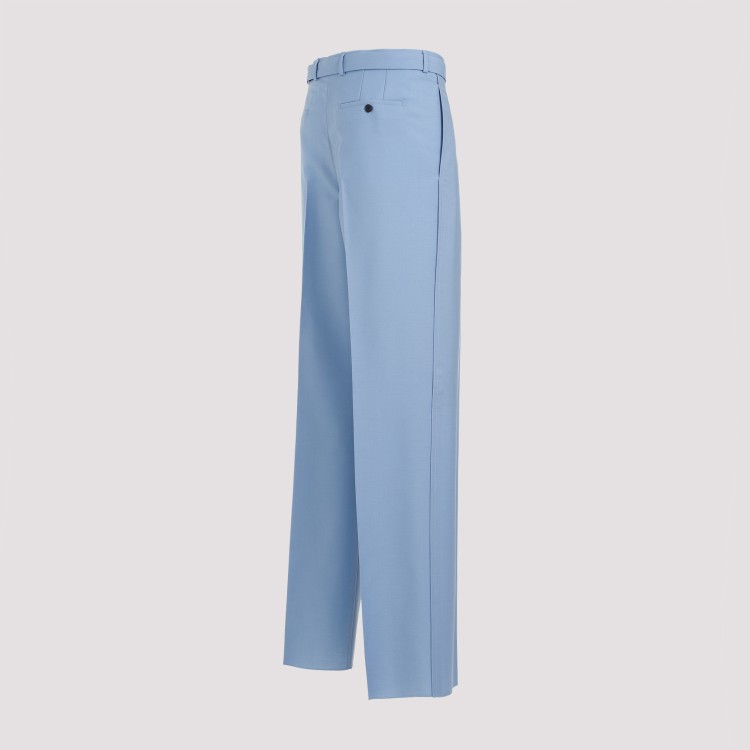 Shop Lanvin Blue Fog Virgin Wool Leg Trousers