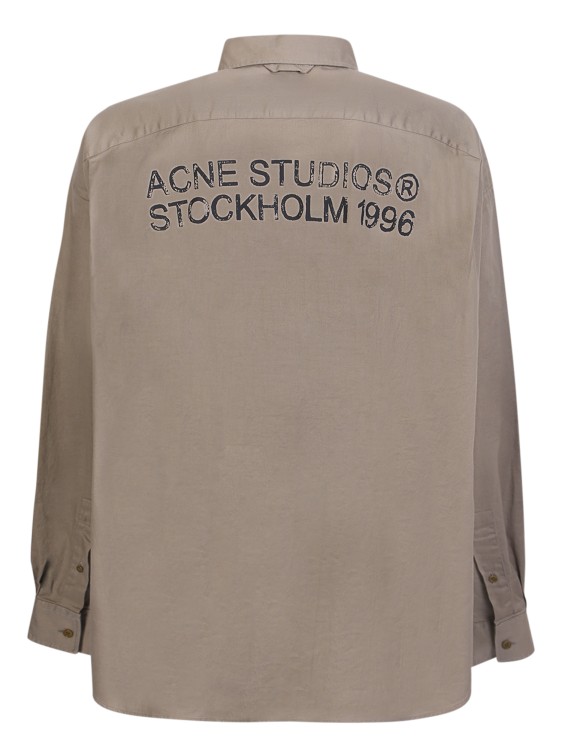 Shop Acne Studios Logo-print Button Up Shirt In Neutrals