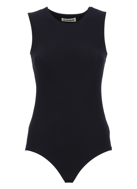 Black Round-neck stretch-jersey bodysuit, Jil Sander