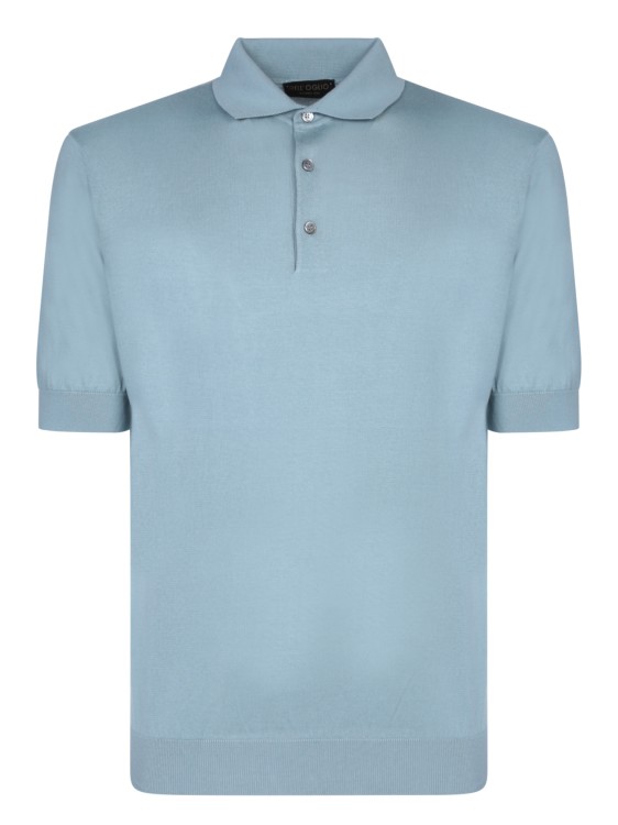 Shop Dell'oglio Short Sleeve Cotton Polo In Blue