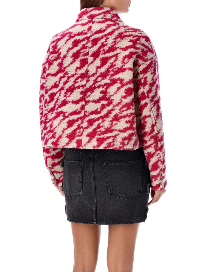 Isabel Marant Étoile Cropped Jacket Patterned Chest Pockets In Pink