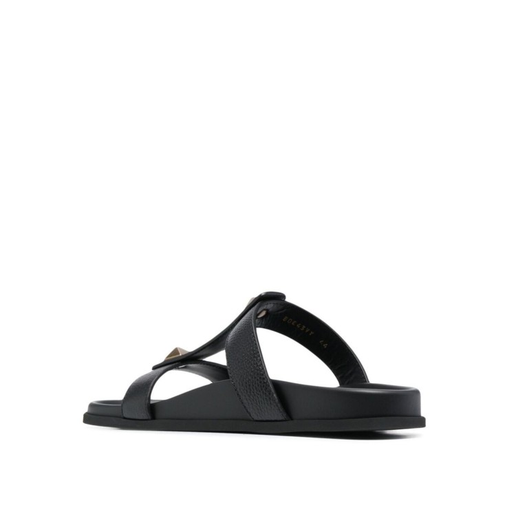 Shop Valentino Roman Stud Slide Sandals In Black