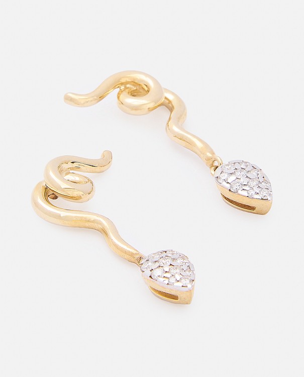 Shop Bea Bongiasca 9k Gold Earrings Vine With Diamonds In Not Applicable