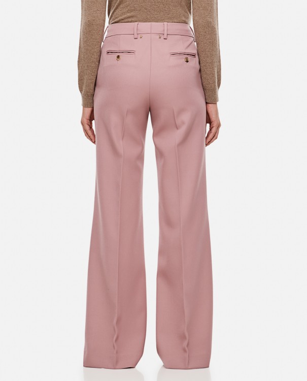 Shop Golden Goose Flared Wool Pants In Pink
