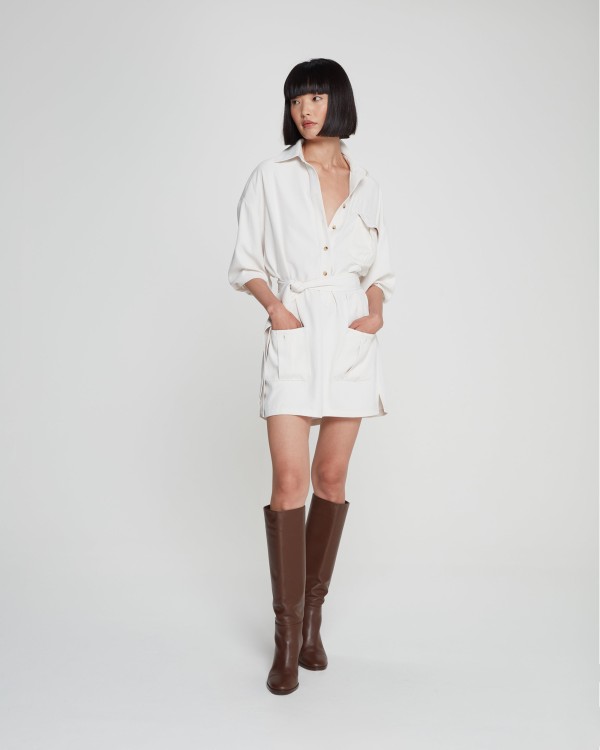 Shop Serena Bute Safari Dress - Ecru In White