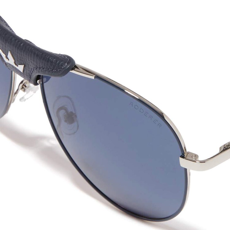Shop Roderer James Aviator Polarized Sunglasses - Navy Blue Leather Bridge