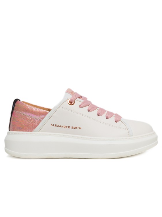Alexander Smith White And Pink Low Top Sneakers
