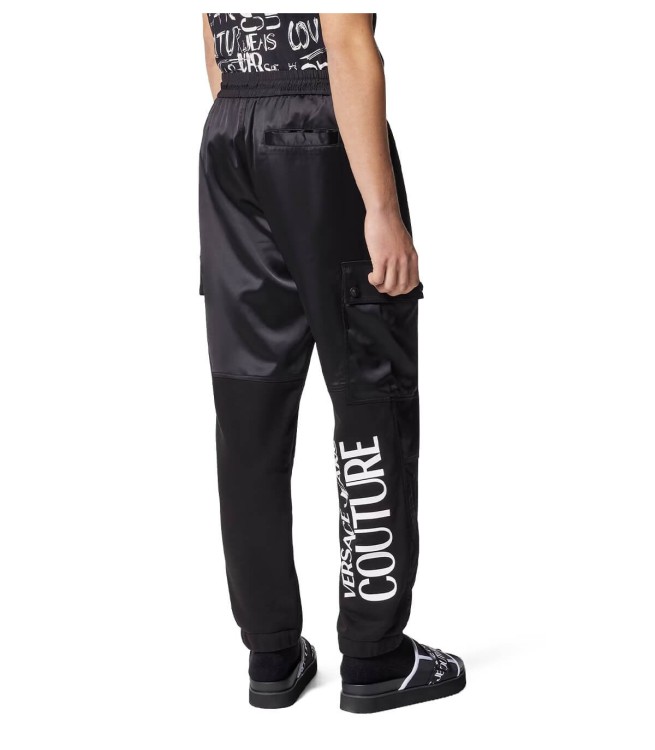 Shop Versace Jeans Couture Black Cargo Sweatpants With Logo