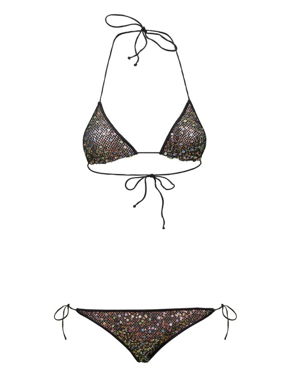 Oseree Black And Multicolored Bikini With Sequins All-over In Polyester