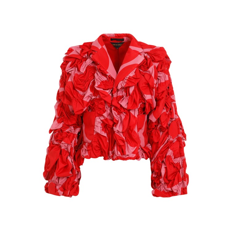 Comme Des Garçons Red Floral-appliqué Jacket