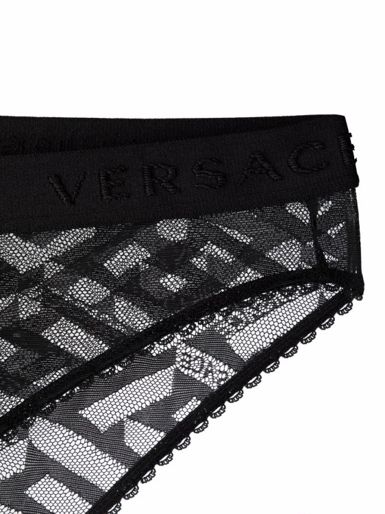 Shop Versace Sheer La Greca Briefs In Black
