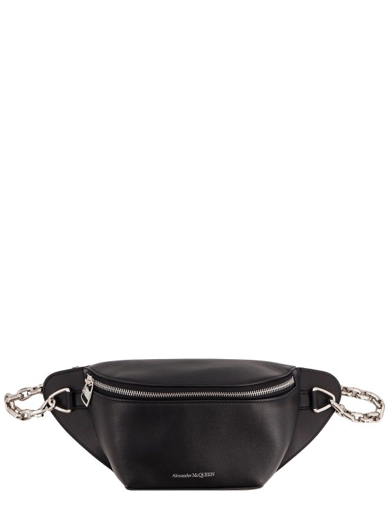 Shop Alexander Mcqueen Leather Handbag With Logo Print In Black