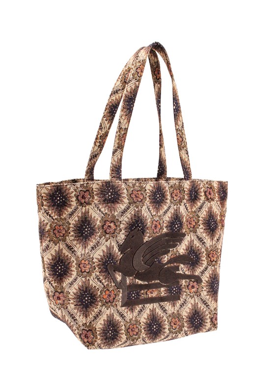 Shop Etro Fabric Shopping Bag With Pegasus Embossed Maxi Embroidery In Black