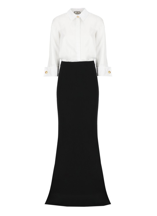 Elisabetta Franchi Dress With Cotton Shirt And Stretch Skirt In Black