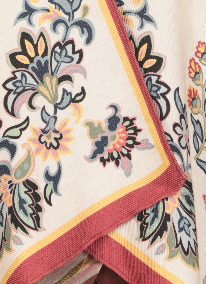 Etro White Blossom Cape In Neutrals