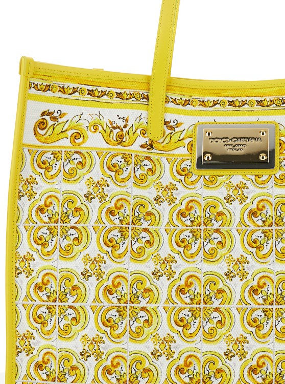 Shop Dolce & Gabbana Yellow And White Tote Bag