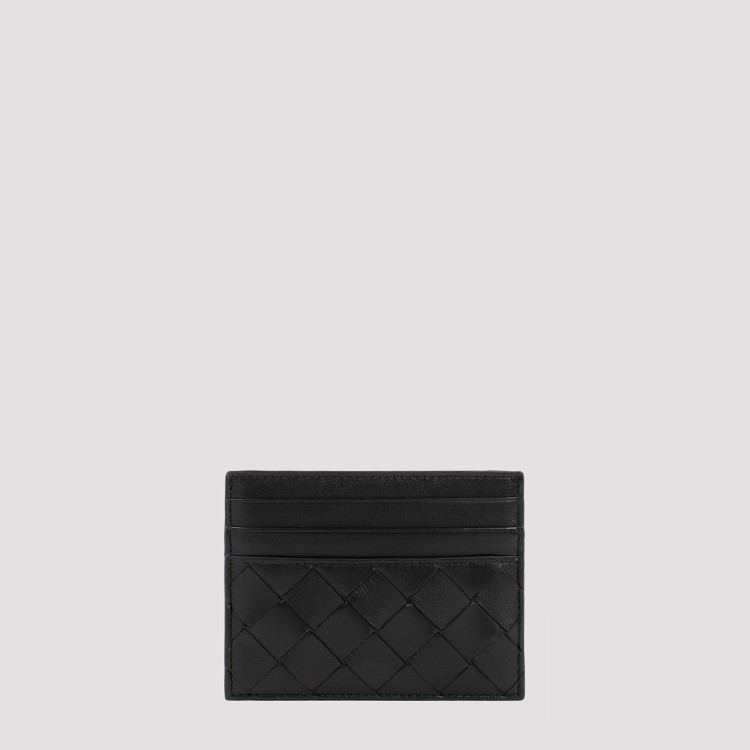 Bottega Veneta Black Card-holder With Intreccio Motif In Leather Woman In Black