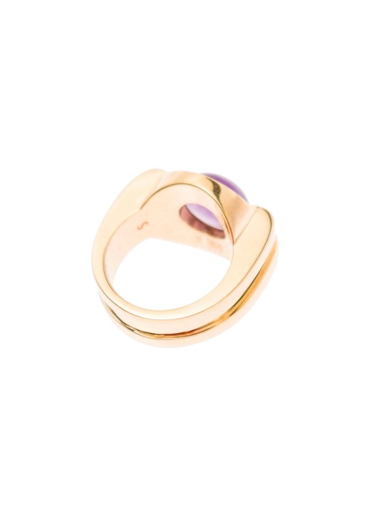 Shop Leda Madera Sophia Gold Plated Brass Rings Wirh Purple Stone Detail In Not Applicable