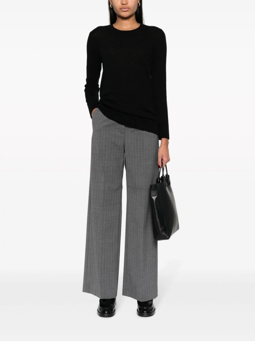 Malo Crew-neck Cashmere Blend Knitwear In Black