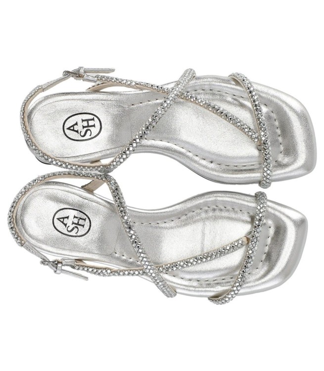 Shop Ash Isla Silver Mid-heeled Sandal In Grey