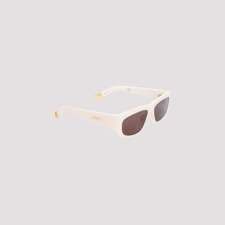 Jacquemus Cream Pilota Sunglasses In Neutrals