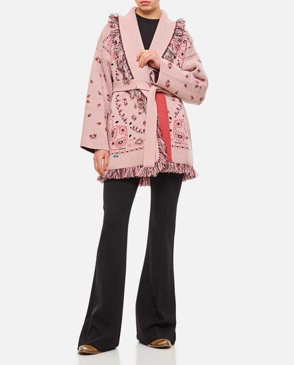 Shop Alanui Bandana Jacquard Cashmere Cardigan In Pink