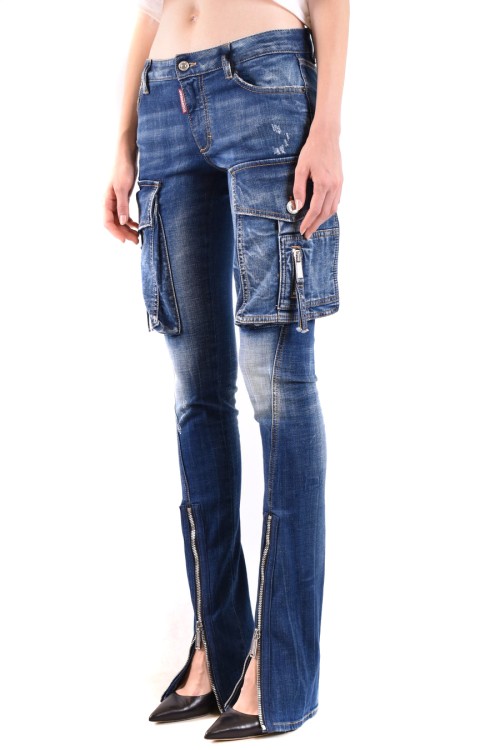 Shop Dsquared2 Blue Denim Jeans With Cargo Pockets