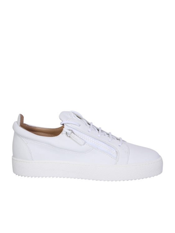 Shop Giuseppe Zanotti White Rubberised Leather Low-top Sneakers In Neutrals