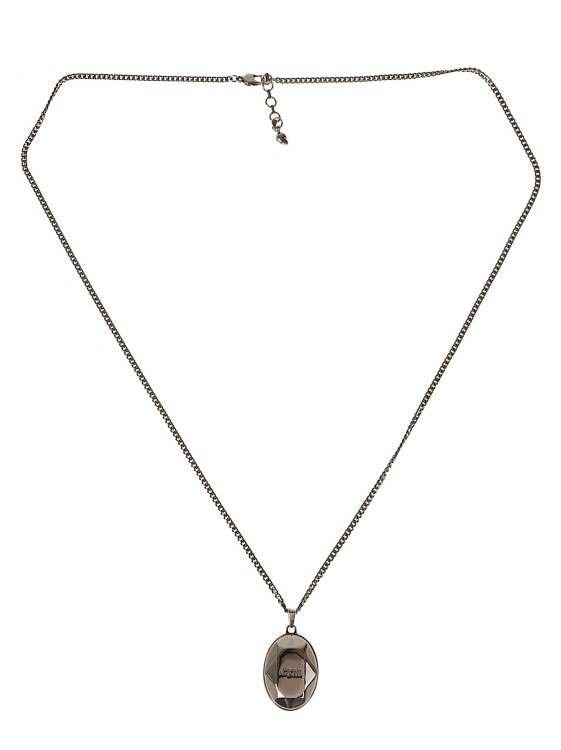 Shop Alexander Mcqueen Necklace With A Faceted Stone In Silver