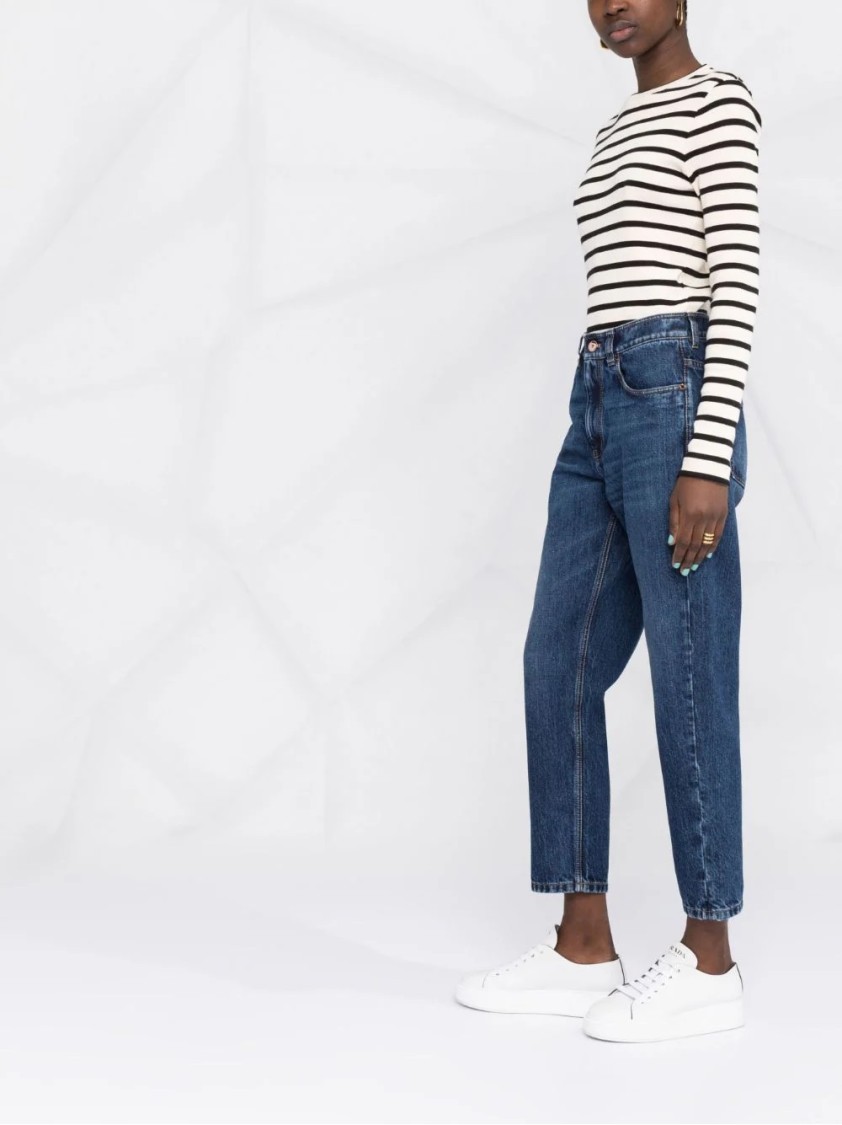 Brunello Cucinelli High-waisted Cropped Denim Pants With Classic Blue Wash In Blue