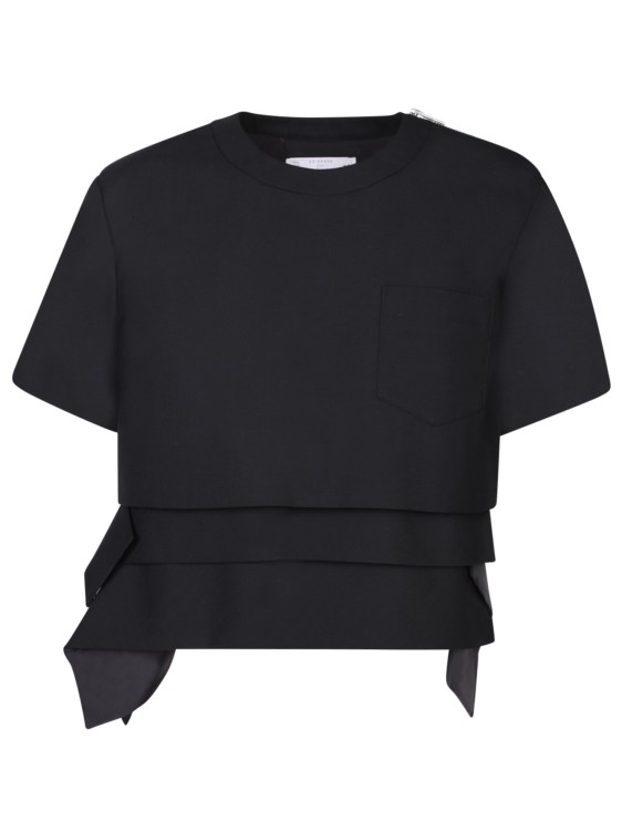 Sacai Wool-blend T-shirt In Black