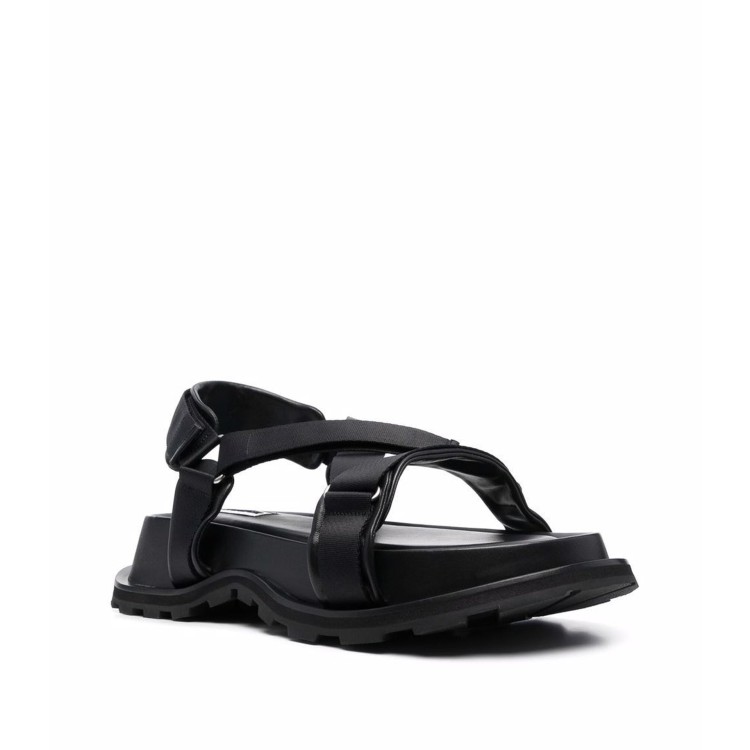 Shop Jil Sander Velcro Strap Sandals In Black