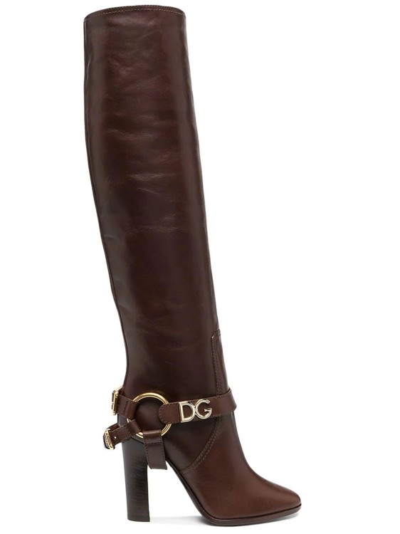 Dolce & Gabbana Leather Knee Boots In Black