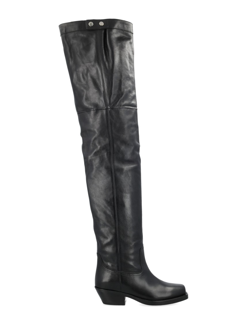 Isabel Marant 40mm Amati-gb Leather Knee High Boots In Black