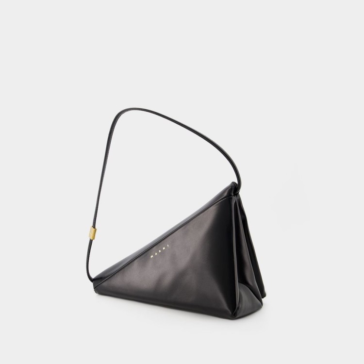 Shop Marni Prisma Triangle Bag - Leather - Black In White