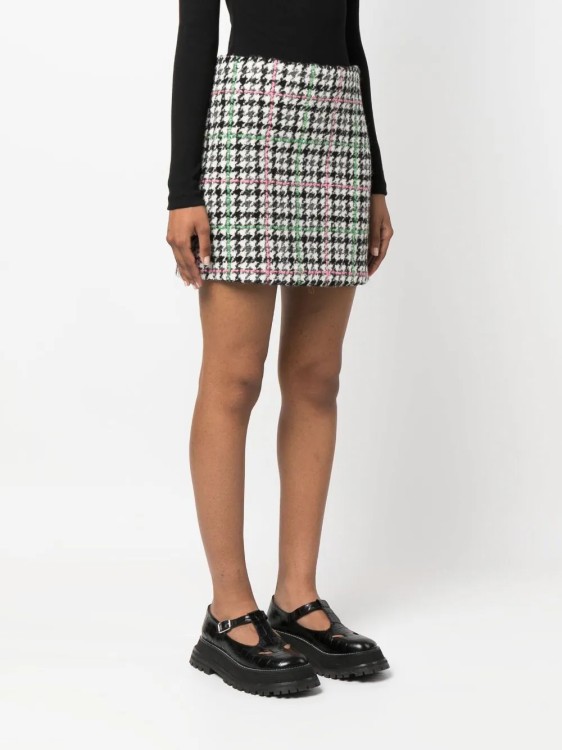Shop Msgm Plaid Check Multicolored Mini Skirt In Grey
