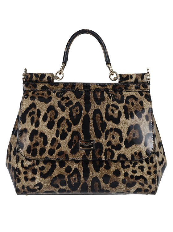 Shop Dolce & Gabbana Medium Sicily Leopard-print Shoulder Bag In Black