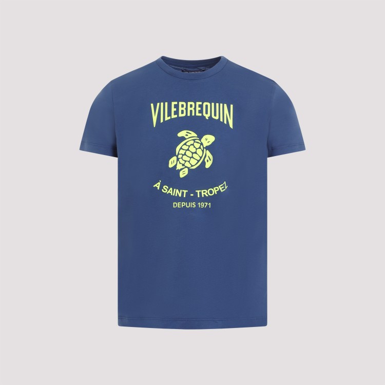 Shop Vilebrequin Blue Cotton T-shirt With Logo