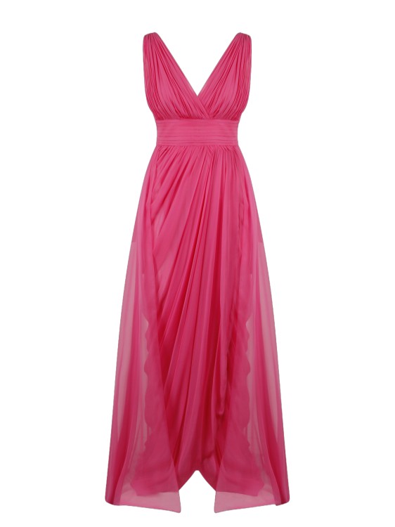 Shop Alberta Ferretti Wide Silk Dress In Pink
