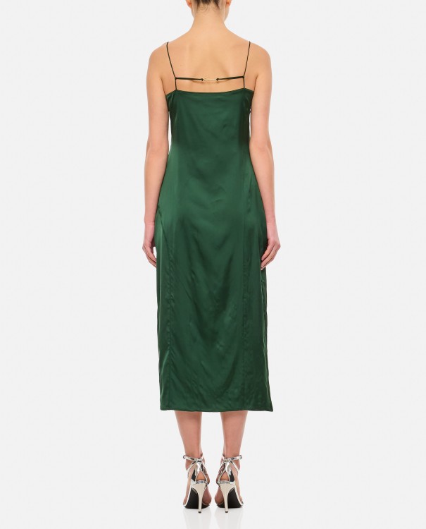 Shop Jacquemus Midi Slip Dress W/ Side Slit In Green