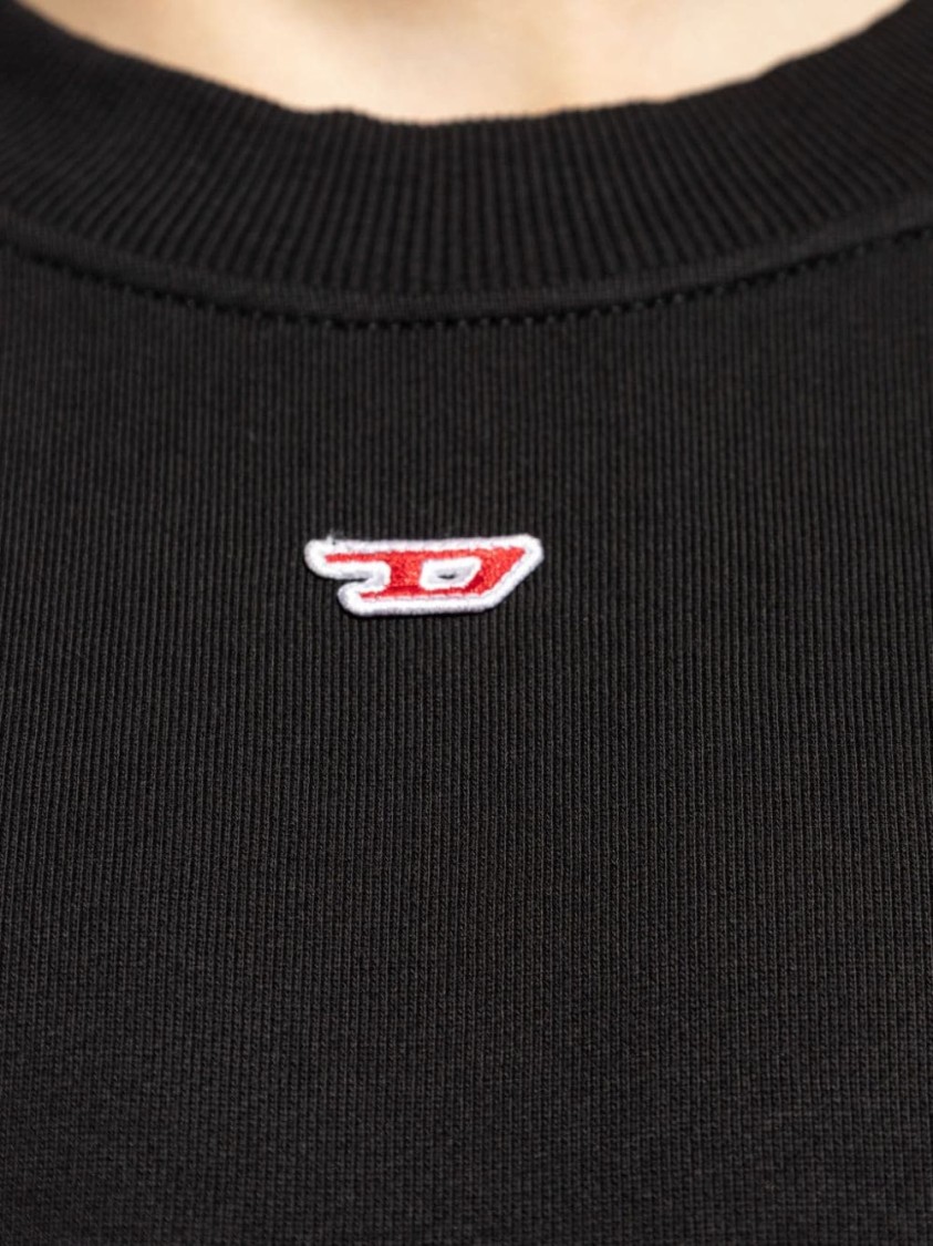 Shop Diesel Casual Cotton Sweatshirt With Ribbed Stretch And Signature Logo In Black