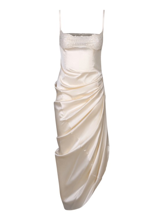 Shop Jacquemus Long Asymmetric Lingerie Dress In Neutrals